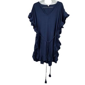 J. Crew Women's Blue Cotton Side-Ruffle Cover Up Tunic Size S